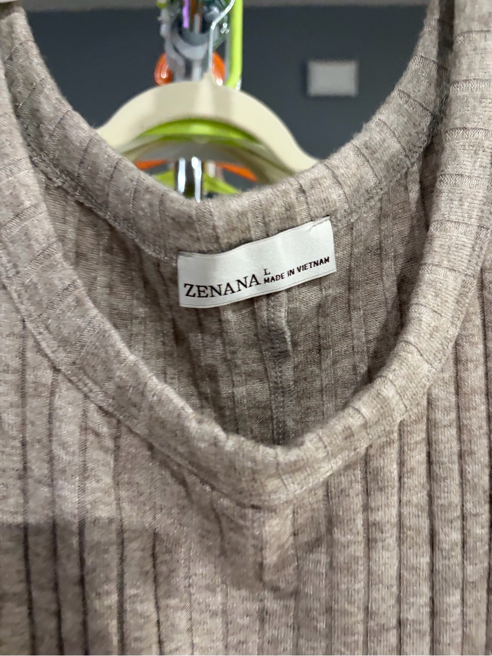 Zenana Outfitters Ribbed Sleeveless Crew Tank - Taupe - Picture 3 of 3